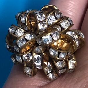 1960's Goldtone and Crystal Cocktail Ring